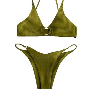 Olive green ribbed 2 pc. Swimsuit. Brand new with tags.